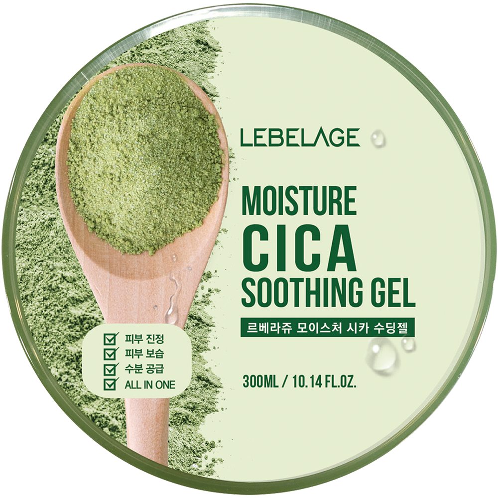 LEBELAGE Moisture Cica Soothing Gel with Centella Asiatica Extract for Sensitive Skin Relief and Intensive Hydration _ Made in Korea